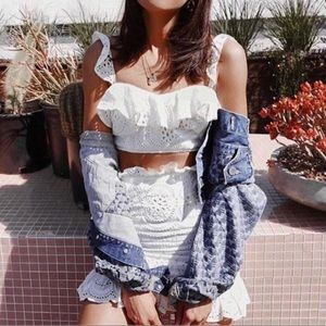 Lovers + Friends ruffle / lace bralette top
